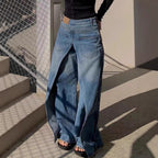 Y2g Waste Soil Wind Front And Back Wear Washed Loose Wide Leg Jeans