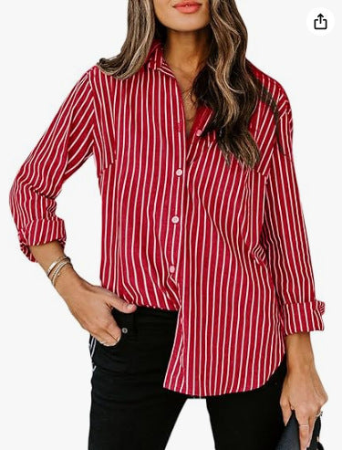 European And American Trendy Shirt Striped Pattern Printed 3D Shirt