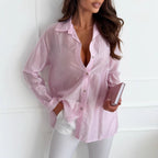 Simple Fashion Solid Color Rhinestone Long-sleeved Shirt Women's Clothing