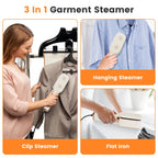 1Set Steam Iron Press 3 In 1 Travel Steamer For Clothes With 180 Degree Flip Head Portable Handheld Flat Iron 1000W Wrinkles Remover Wet And Dry Ironing Garment Steamer 20S Fast Heat Up