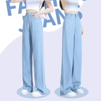 Lyocell Jeans Straight High Waist Drape Ice Silk Wide-leg Pants